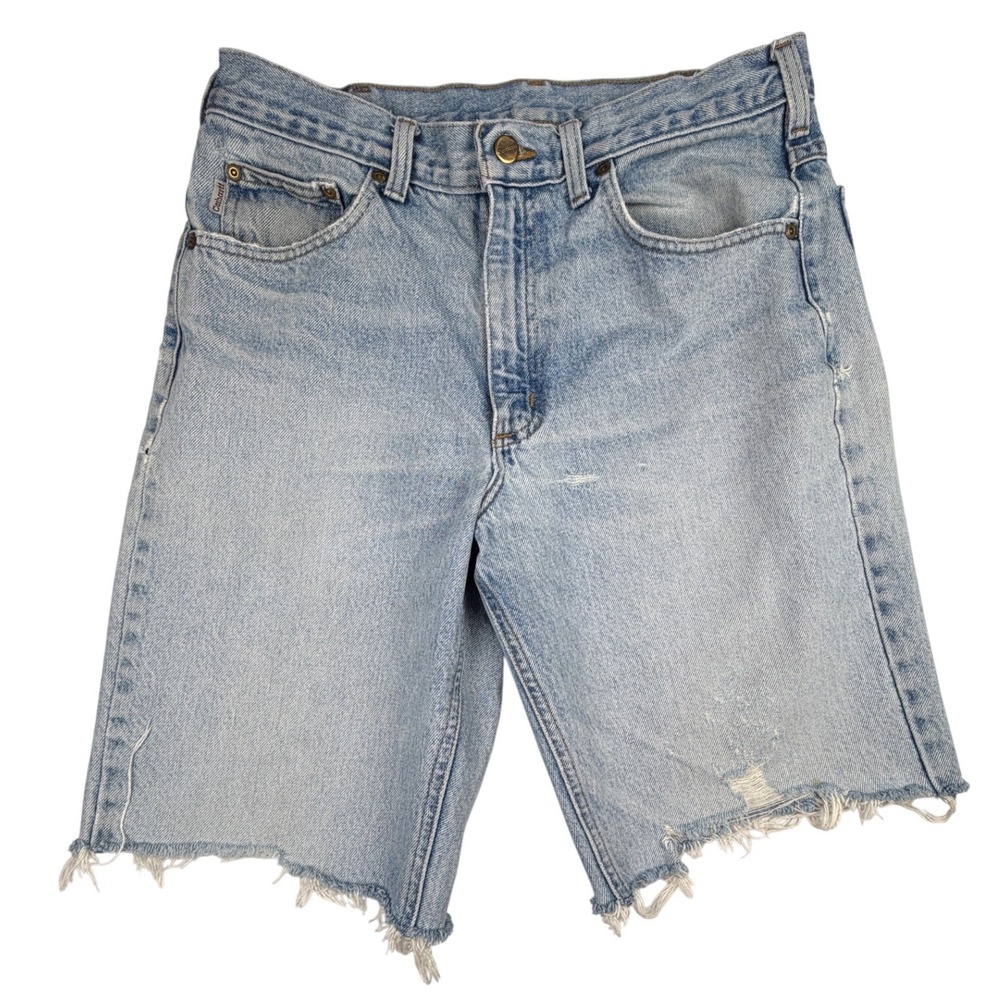 Carhartt Mens B17 STW Relaxed Fit Cut Off Denim Shorts Light‎ Wash 33 Distressed